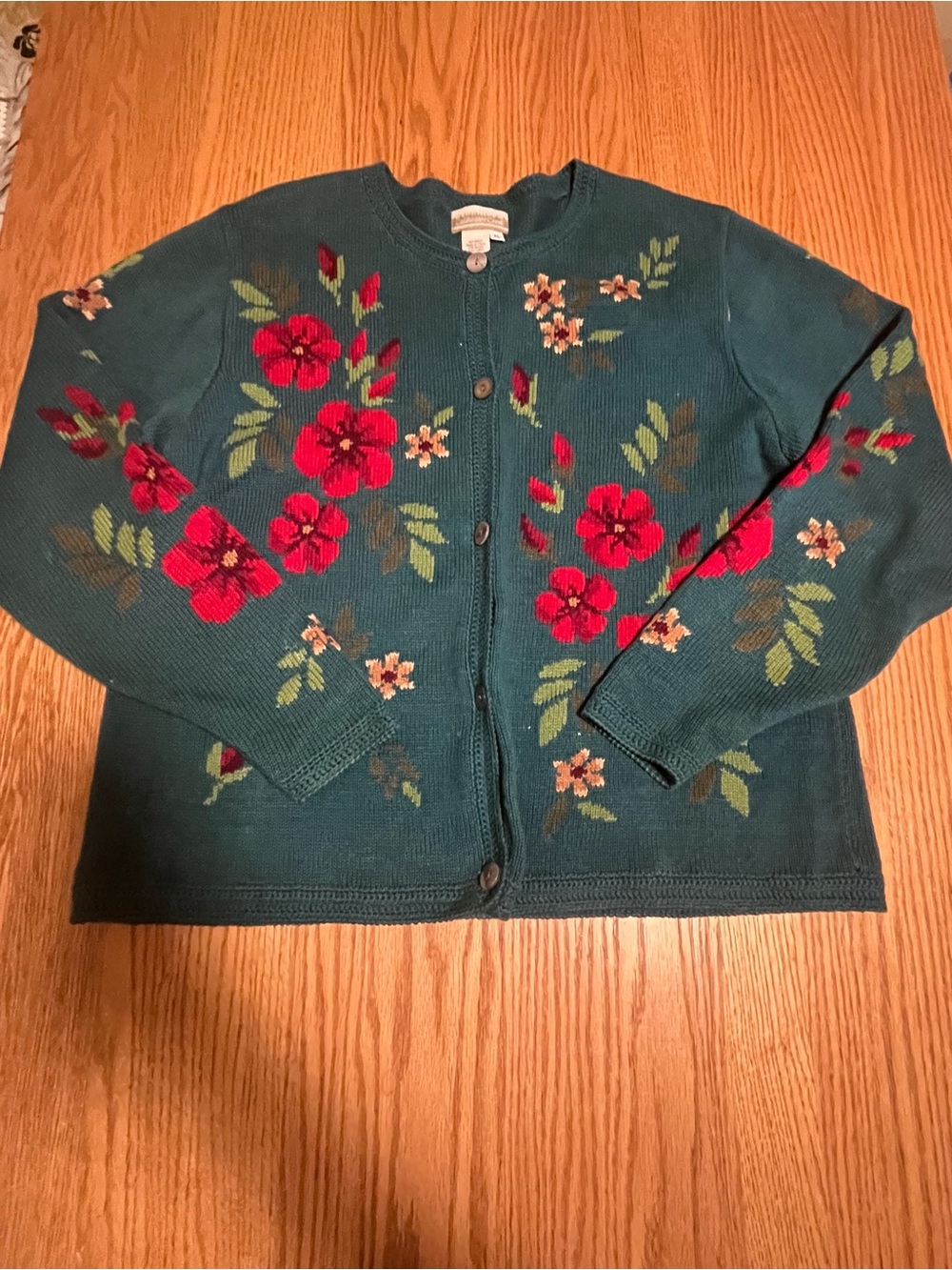 Coldwater Creek XL Fall Cardigan Button up Autumn Flowers- Grandma